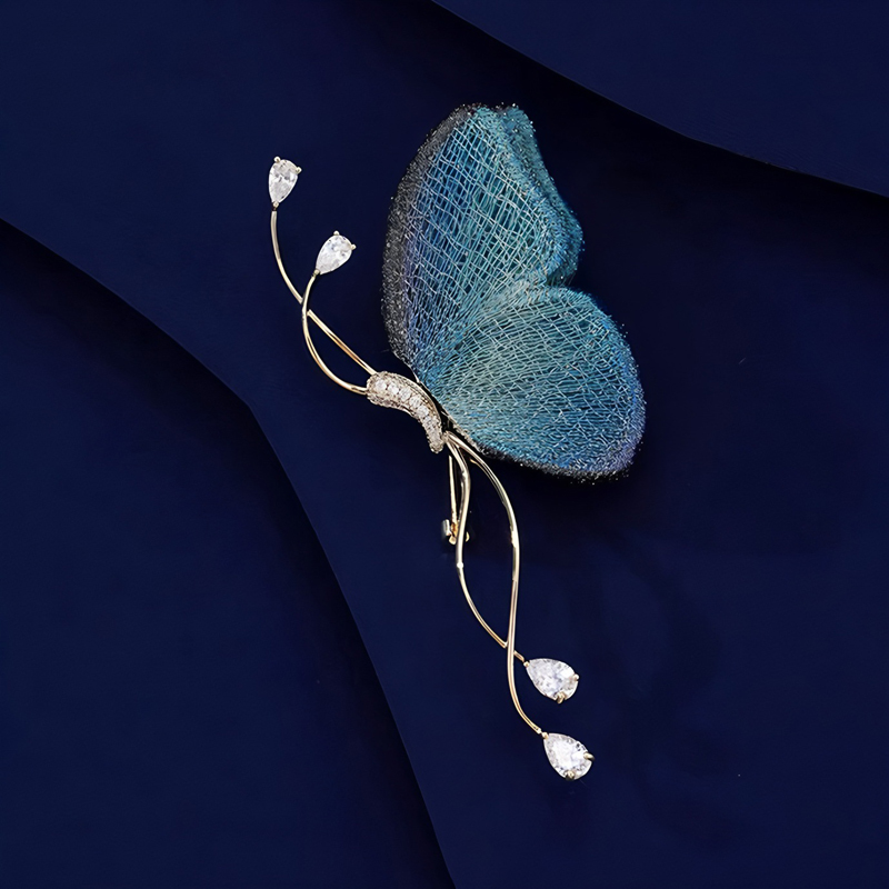 Embroidery Initials Designs - High-End Blue Initial Butterfly Exquisite Embroidery