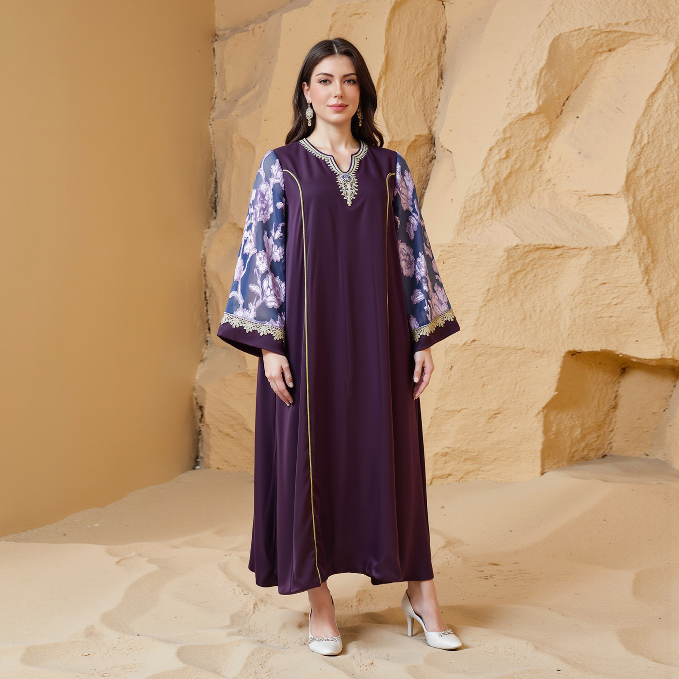 Embroidery Arabic - Muslim Dress Abaya Women Party Dresses