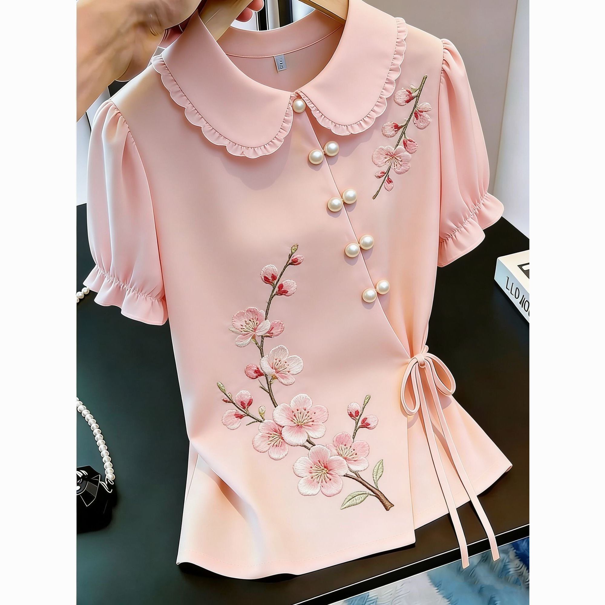 Embroidery On Shirt - Chinese Style Embroidered Tie-up Shirt 2026