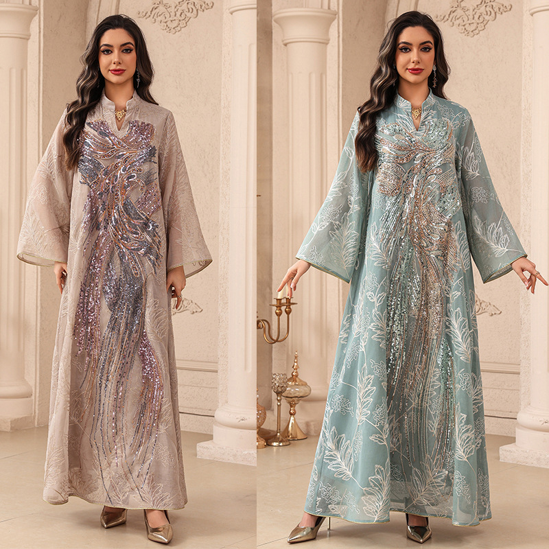 Embroidery Arabic - Muslim Dress Abaya Women Eid Party