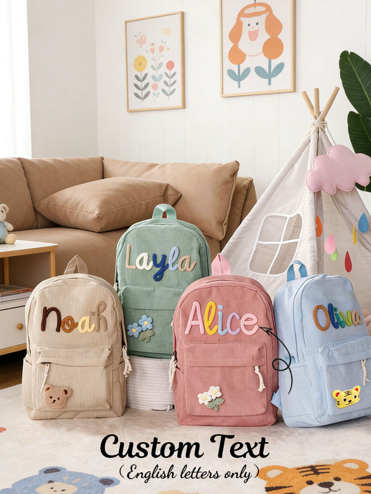 Embroidery Initials Designs - Unisex Personalized Corduroy Backpack — Custom