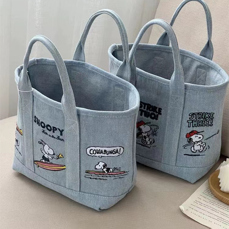Embroidery Workshop - New Snoopy Comic Denim Tote, Large