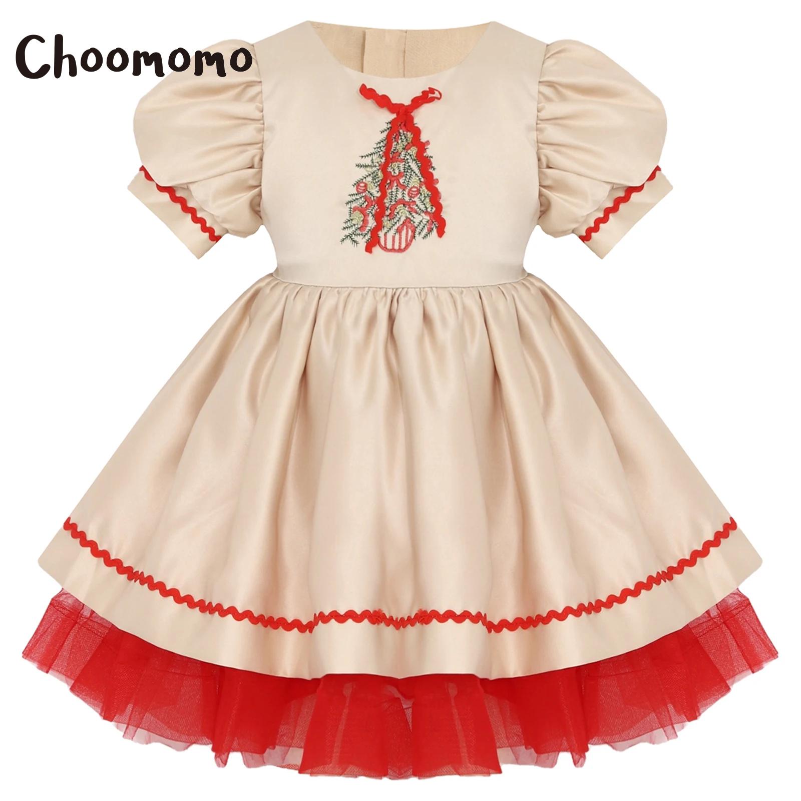 Embroidery Xmas - Kids Girls Christmas Santa Dress Embroidery