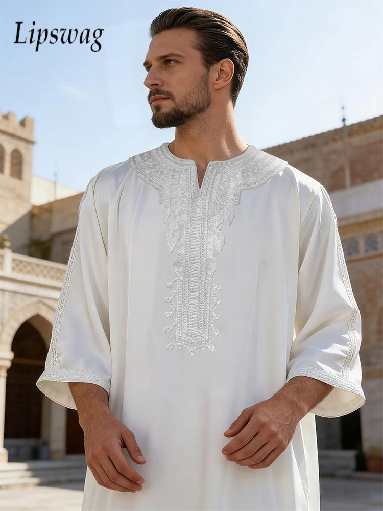 Embroidery Arabic - Islamic Muslim Arabic Mens Robe Vintage