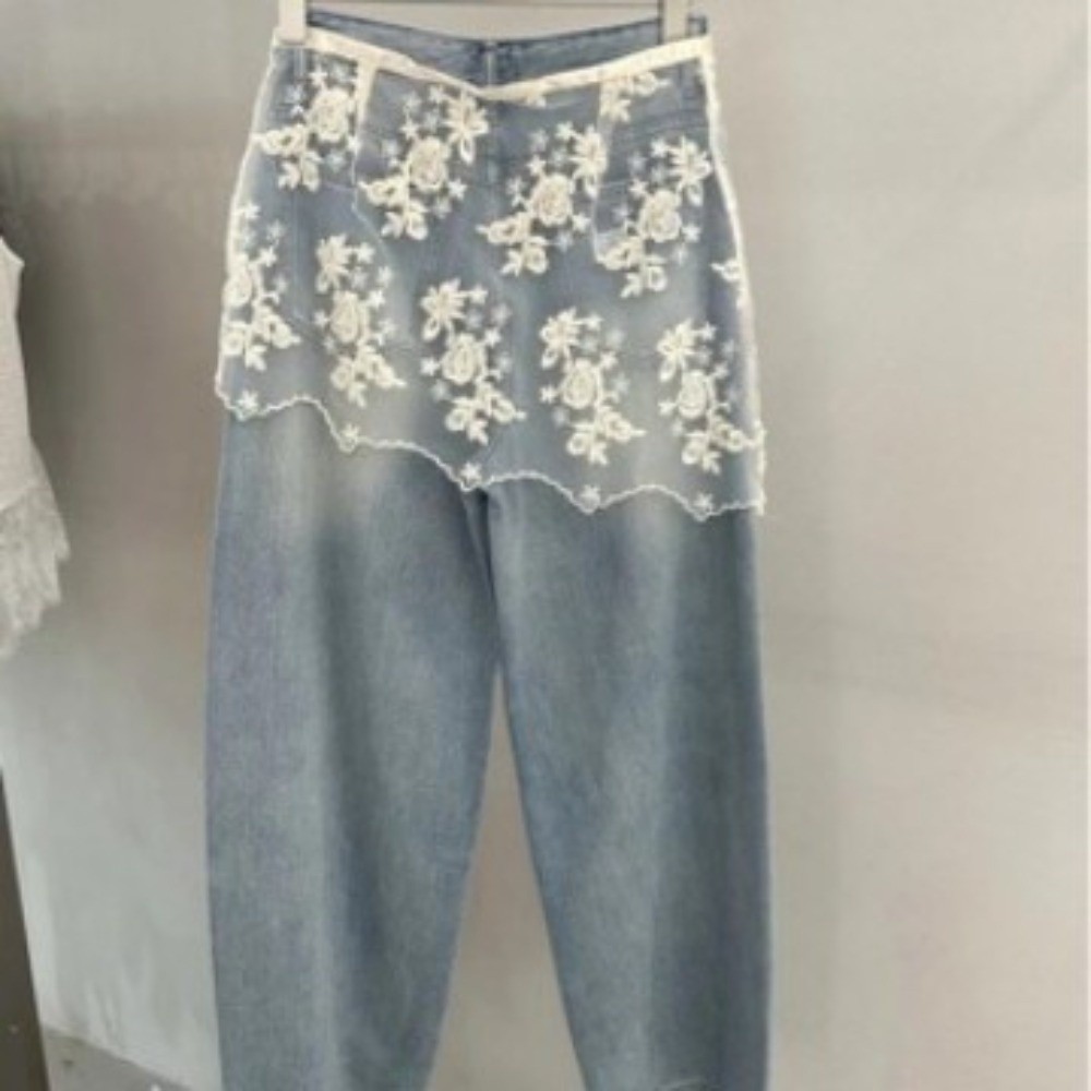 Embroidery Apron - Jeans Decor Lace Fart Curtain Sheer