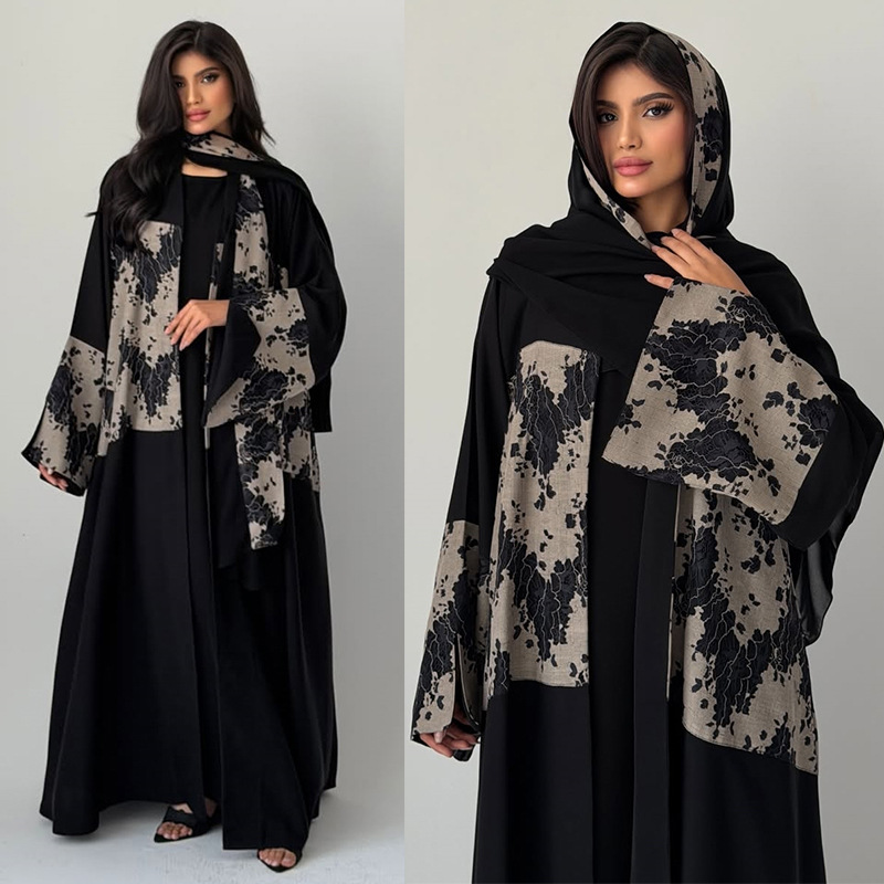 Embroidery Arabic - Women Eid Abaya Hijab 2 Piece