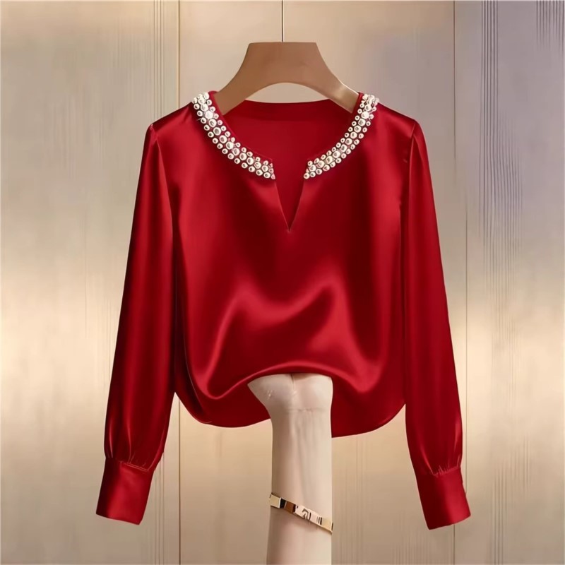 Elegant French Style Satin Pea - Embroidery On Shirt review and price