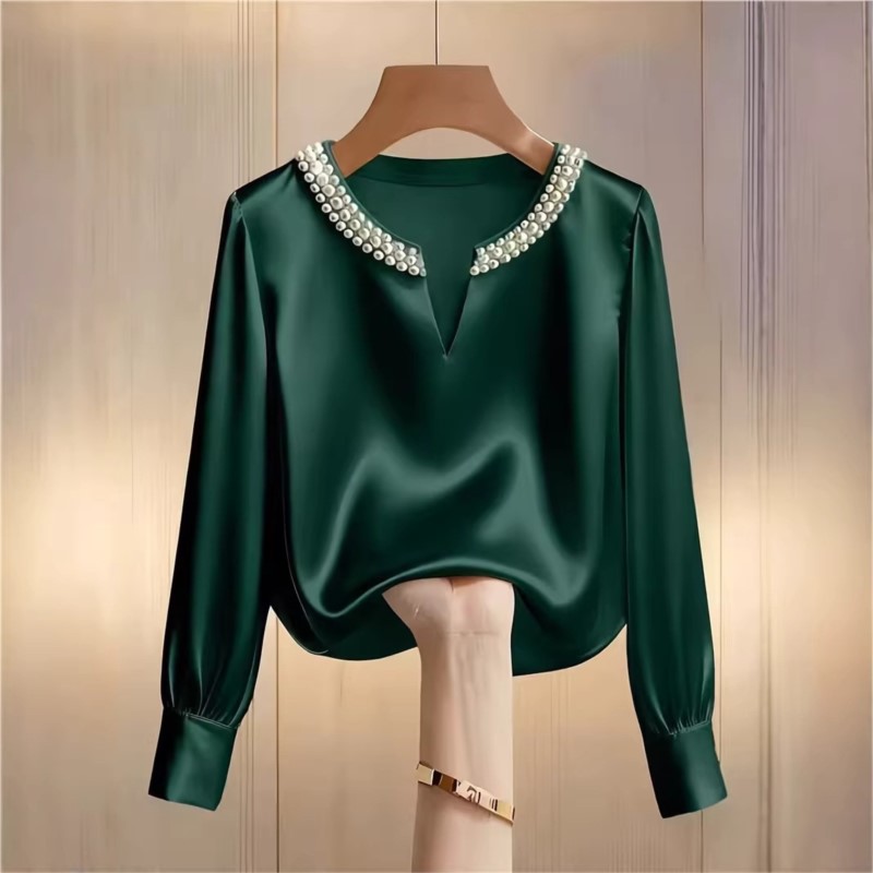 Elegant French Style Satin Pea - Embroidery On Shirt review and price