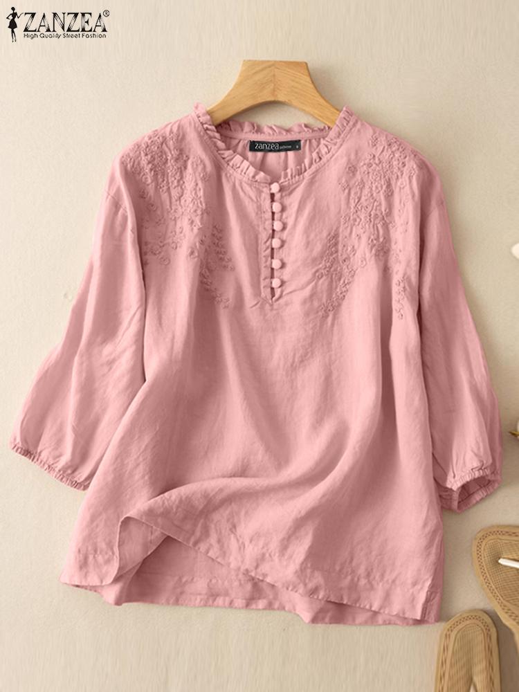 ZANZEA Summer Vintage Shirts E - Embroidery Workshop review and price