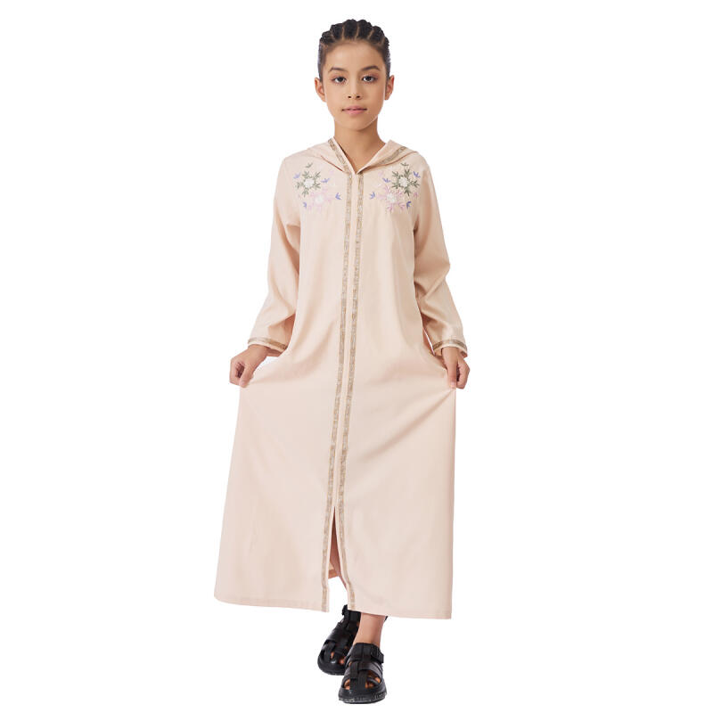 Girls Hooded Abaya Floral Embr - Embroidery Arabic review and price
