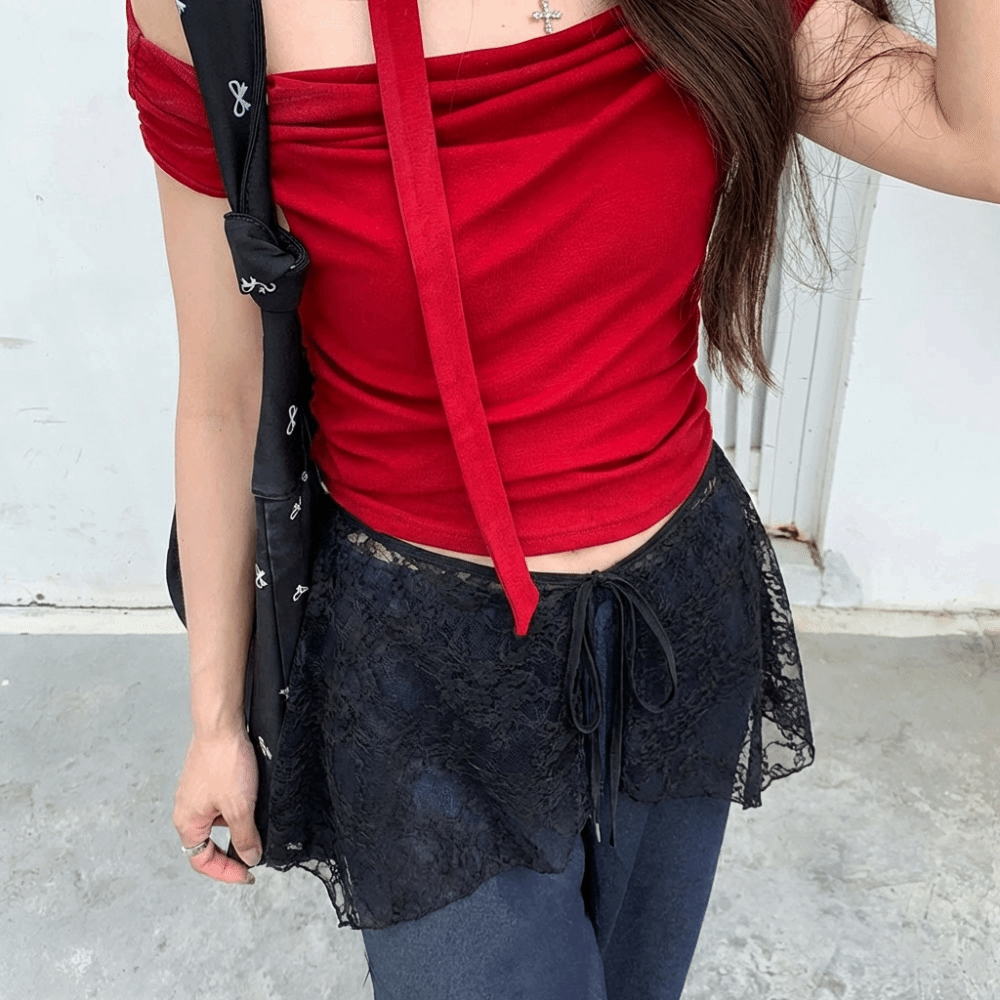 French Lacing Lace Mini Skirt  - Embroidery Apron review and price
