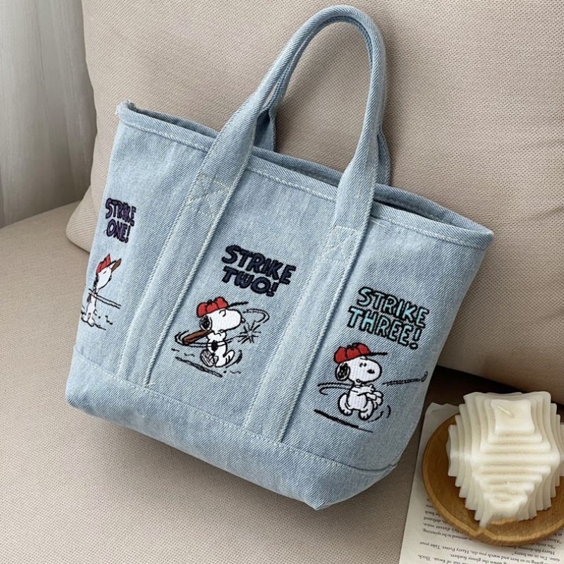 New Snoopy Comic Denim Tote, L - Embroidery Workshop review and price