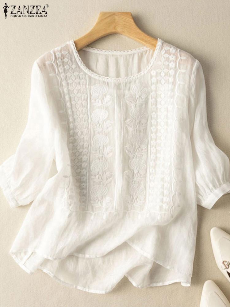 ZANZEA Elegant Women Embroider - Embroidery On Shirt review and price