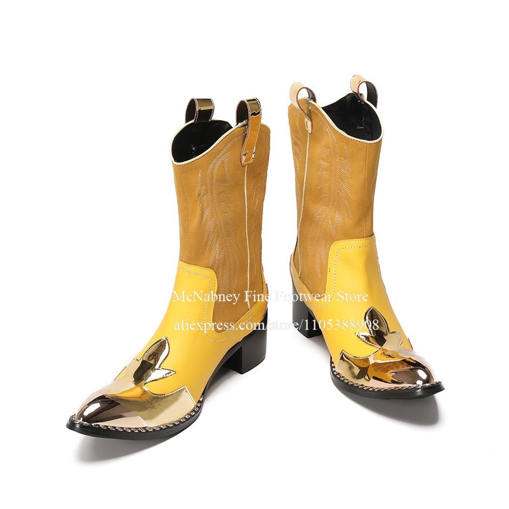 Yellow Gold Metal Toe Suede We - Embroidery Gold review and price