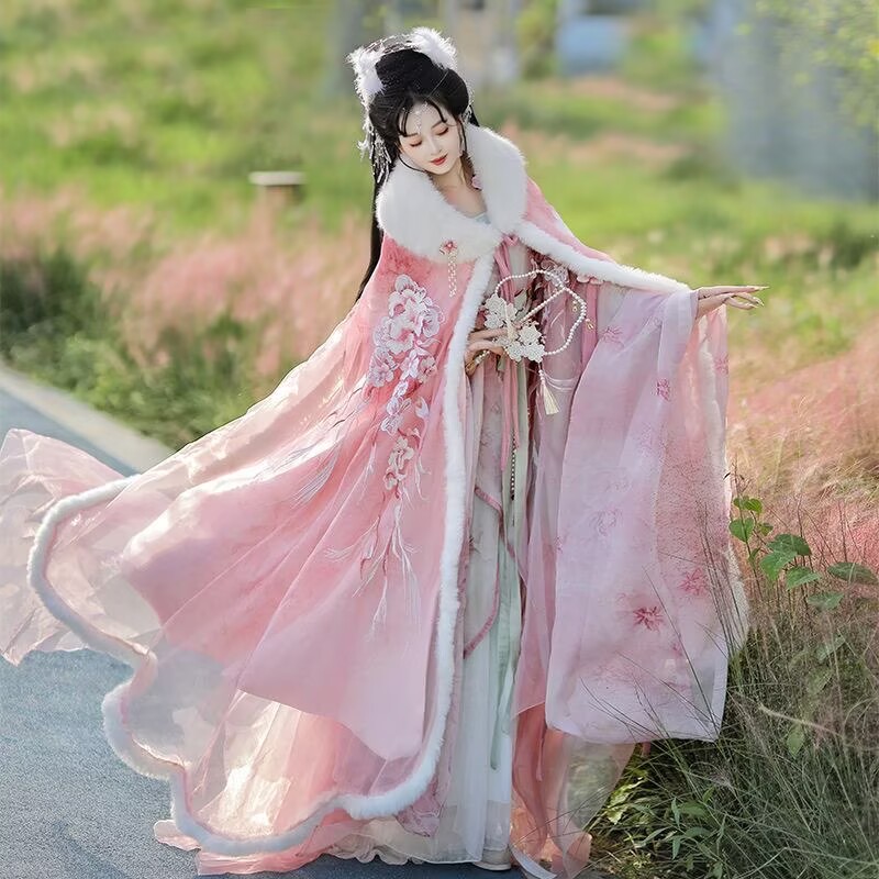 Pink&Red Hanfu Cloak Dress Wom - Embroidery Xmas review and price