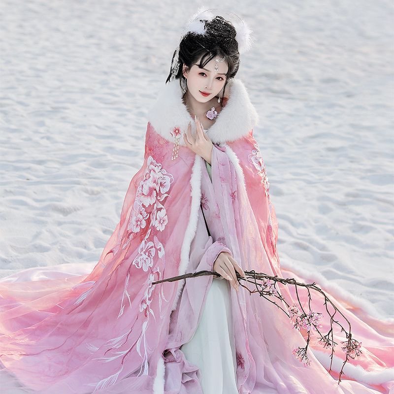 Pink&Red Hanfu Cloak Dress Wom - Embroidery Xmas review and price