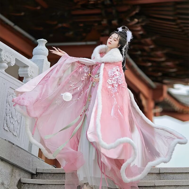 Pink&Red Hanfu Cloak Dress Wom - Embroidery Xmas review and price