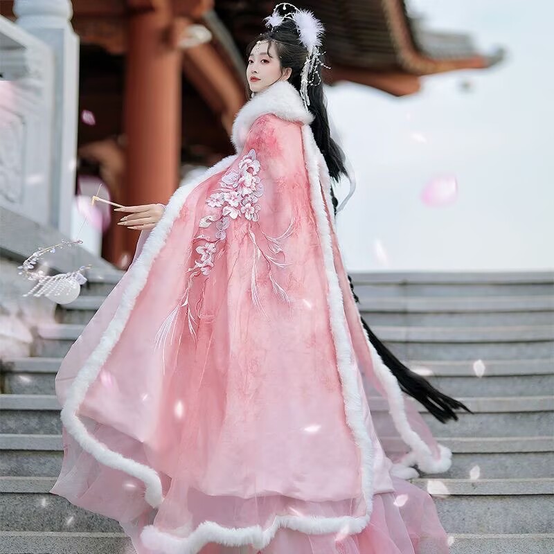 Pink&Red Hanfu Cloak Dress Wom - Embroidery Xmas review and price
